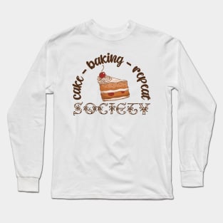 Cake - Baking - Repeat - Society Long Sleeve T-Shirt